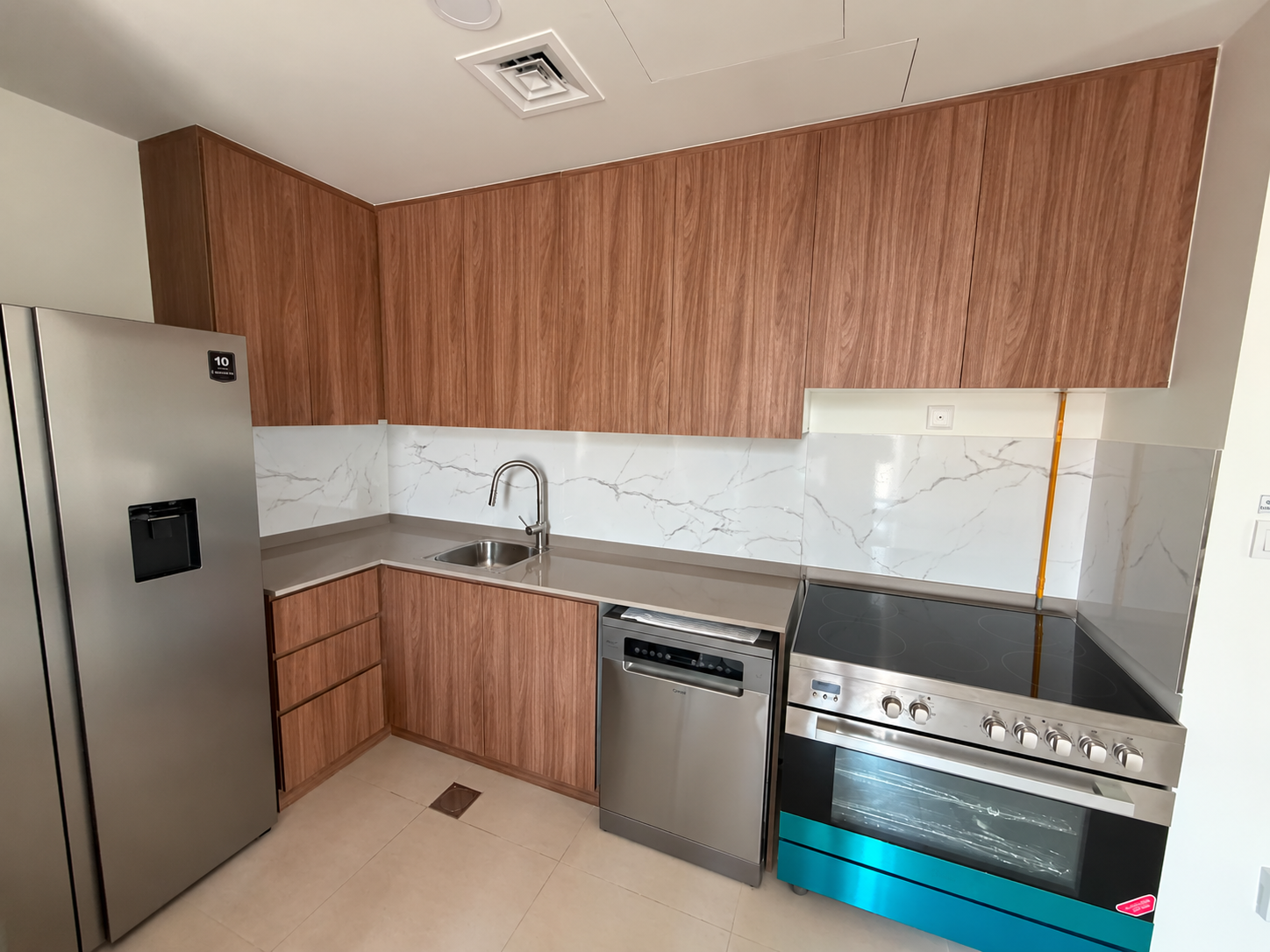 Wooden apartment kitchen before wrapping